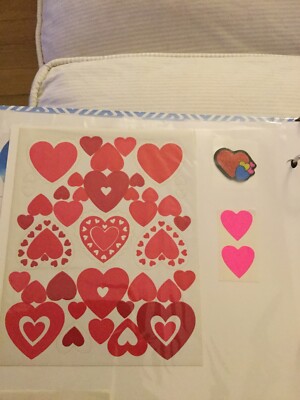 Vintage Heart Sticker Lot Puffy Sparkly 
