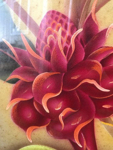 Vintage 1940’s Hale Pua Hawaii Painting by Frank Oda Torch Ginger