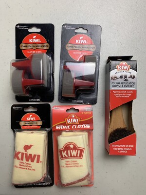 NEW KIWI Leather Shoe Shine Cloths Foam Polish Applicators Polish Brush Lot
