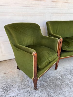 Victorian, Mahogany Velvet Suite, sofa with (2) armchairs IMPORTED FROM ENGLAND