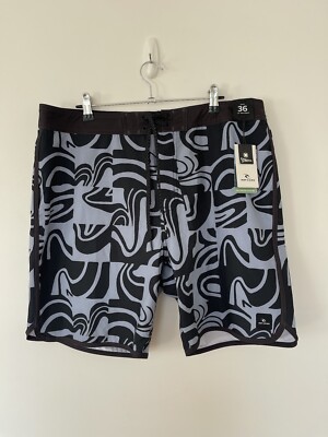 RIP CURL Men s Blue Pattern Board Shorts Size 38 NEW 19  Mid Length Zen Blue