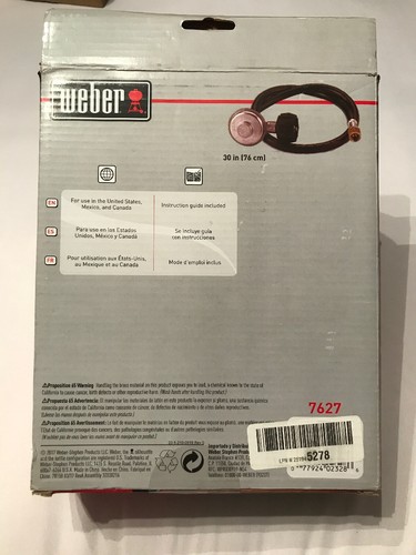 OEM Genuine Weber 7627 QCC1 Hose and Regulator Kit Genesis Gas Grill 30” Inch