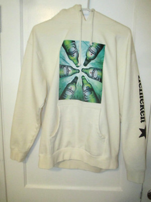 HEINEKEN BOTTLES IMAGE HOODIE HOODY INDEPENDENT TRADING CO OFF WHITE COLOR LARGE