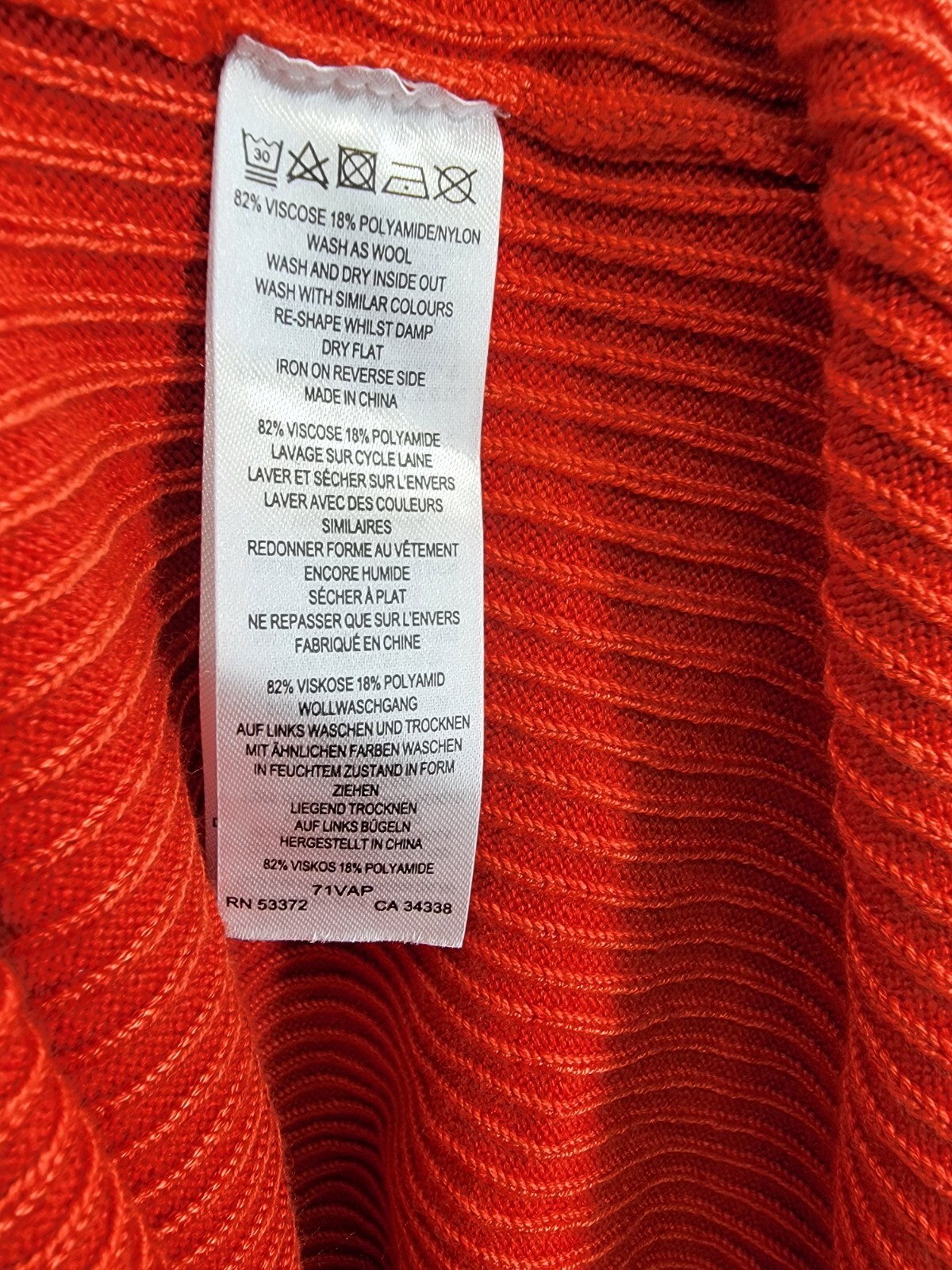 French Connection Mari Knit Midi Dress Women's XL Mandarin Red Multi V-Neck - Picture 13 of 16