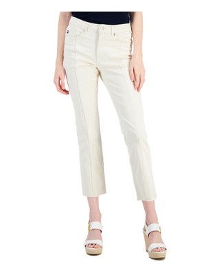 

TOMMY HILFIGER Женские бежевые прямые джинсы с карманами на молнии и необработанным краем, Бежевый, J2FK0554