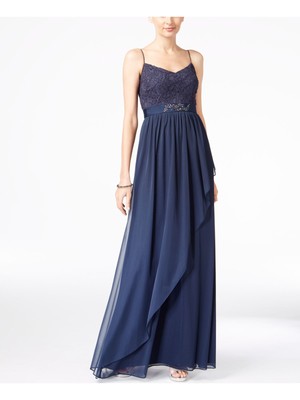 

ADRIANNA PAPELL Женское темно-синее вечернее платье на тонких бретельках в полный рост, Navy