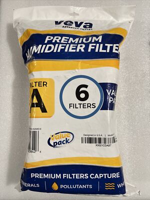 Sealed Pack of 6 - VEVA 6 Pack Premium Humidifier Filters A