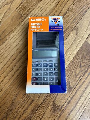Casio HR-8L GY-W Calculator Portable Printer Plain Paper 2.25  10 Digit Display