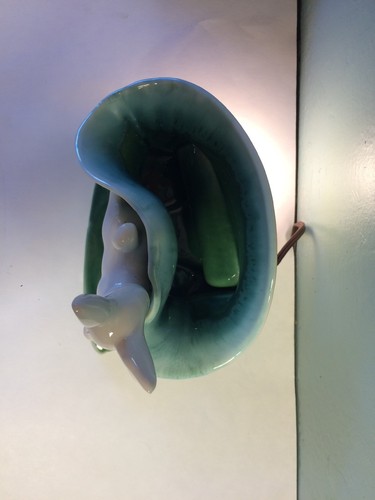 Vintage 1950s Deer Fawn TV Lamp Ceramic Vase Green Mid Century Modern Works USA