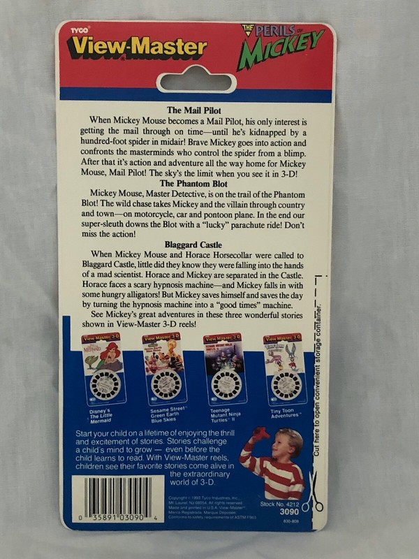 New Sealed 1993 Tyco View Master 3D Reels Disney The Perils of Mickey Mouse 3090