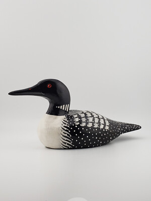 Wood Carved Loon Bird Sculpture