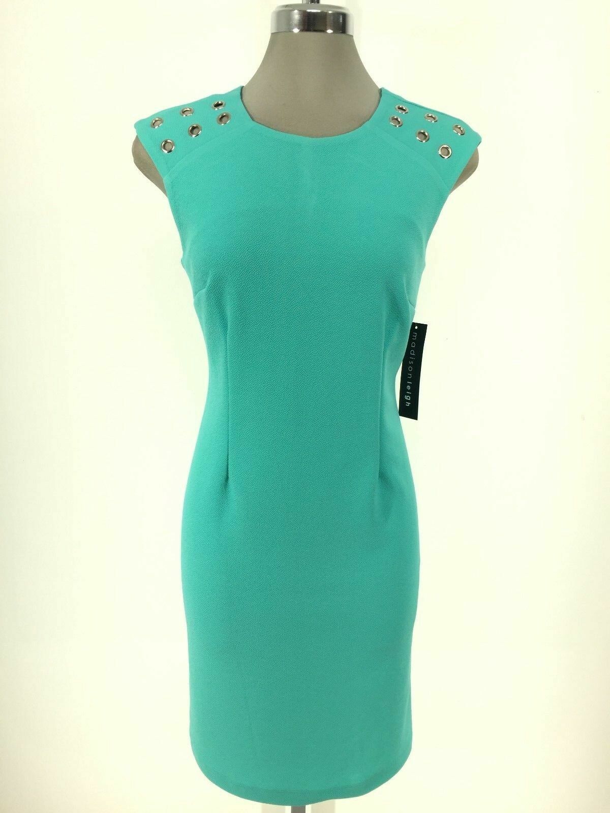

Madison Leigh NWT Элегантное платье-футляр AQUA с люверсами на плечах
