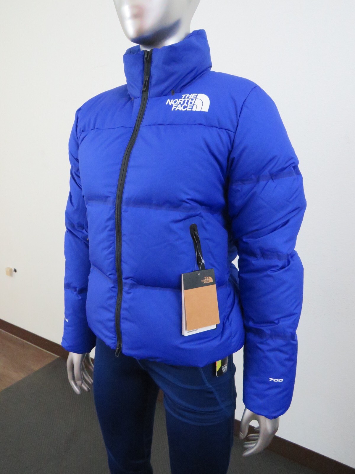Pre-owned The North Face Womens  Remastered Nuptse 700-down Hooded Jacket - Lapis Blue
