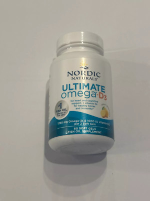 Nordic Naturals Ultimate Omega-D3 1280 mg Omega-3 + 1000 IU D3 Lemon 60 Softgels
