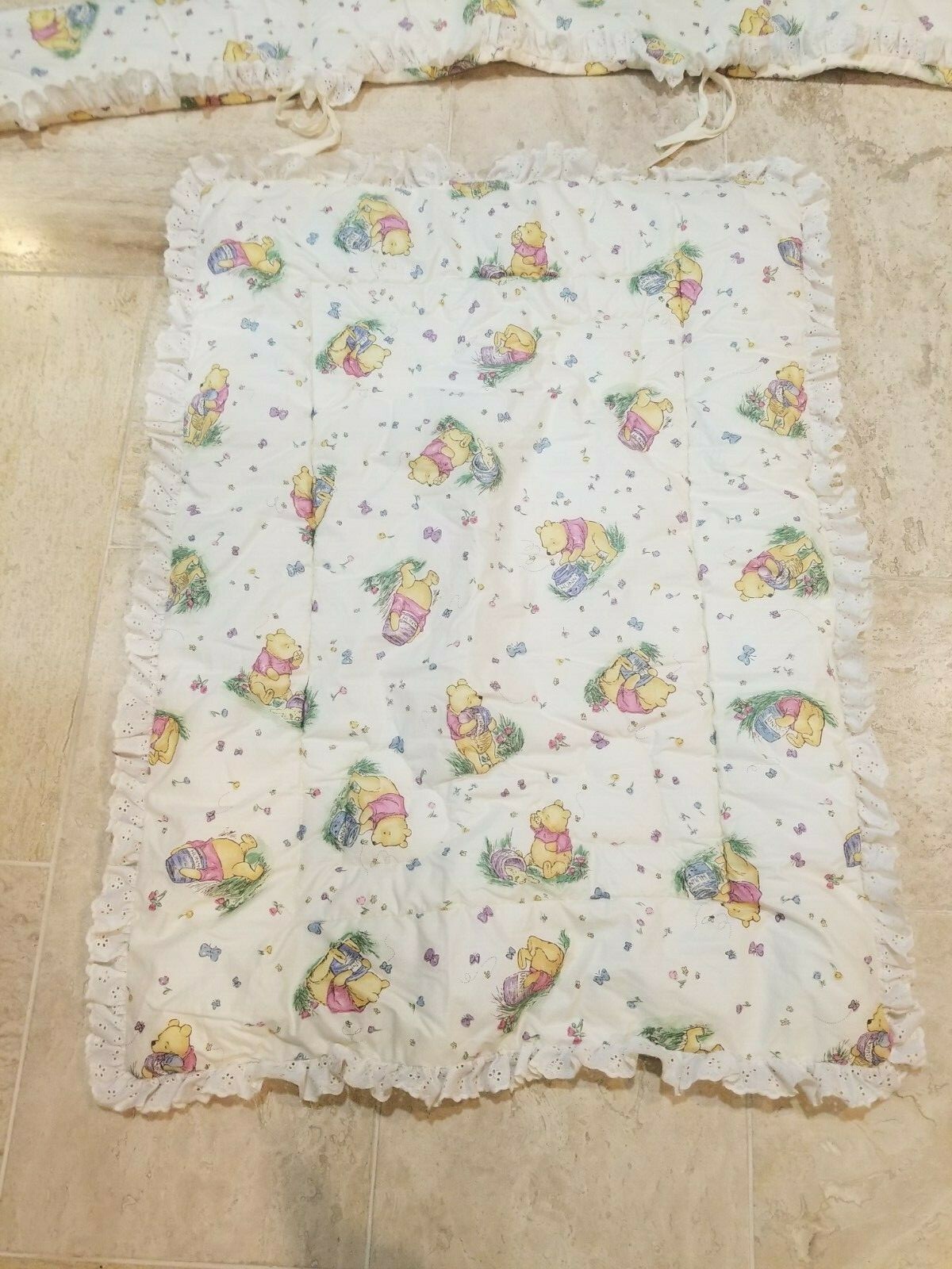 Classic Pooh 3pc Crib Toddler Bedding, Fitted Sheet, Bumper and Blanket Floral