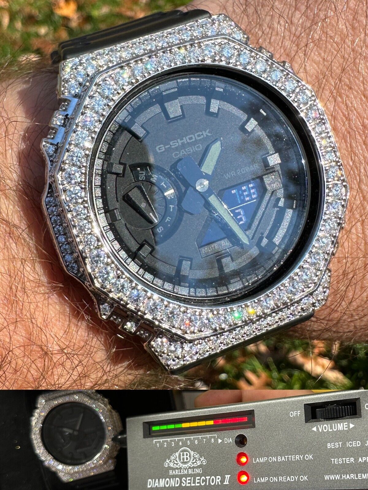 Pre-owned Casio Moissanite Real 925 Silver Iced  Shock Ga-2100 Hip Hop Watch & Extras