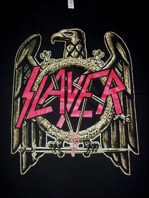 FREE SAME DAY SHIPPING New Classic SLAYER GOLD EAGLE Logo BIG PRINT Shirt XL