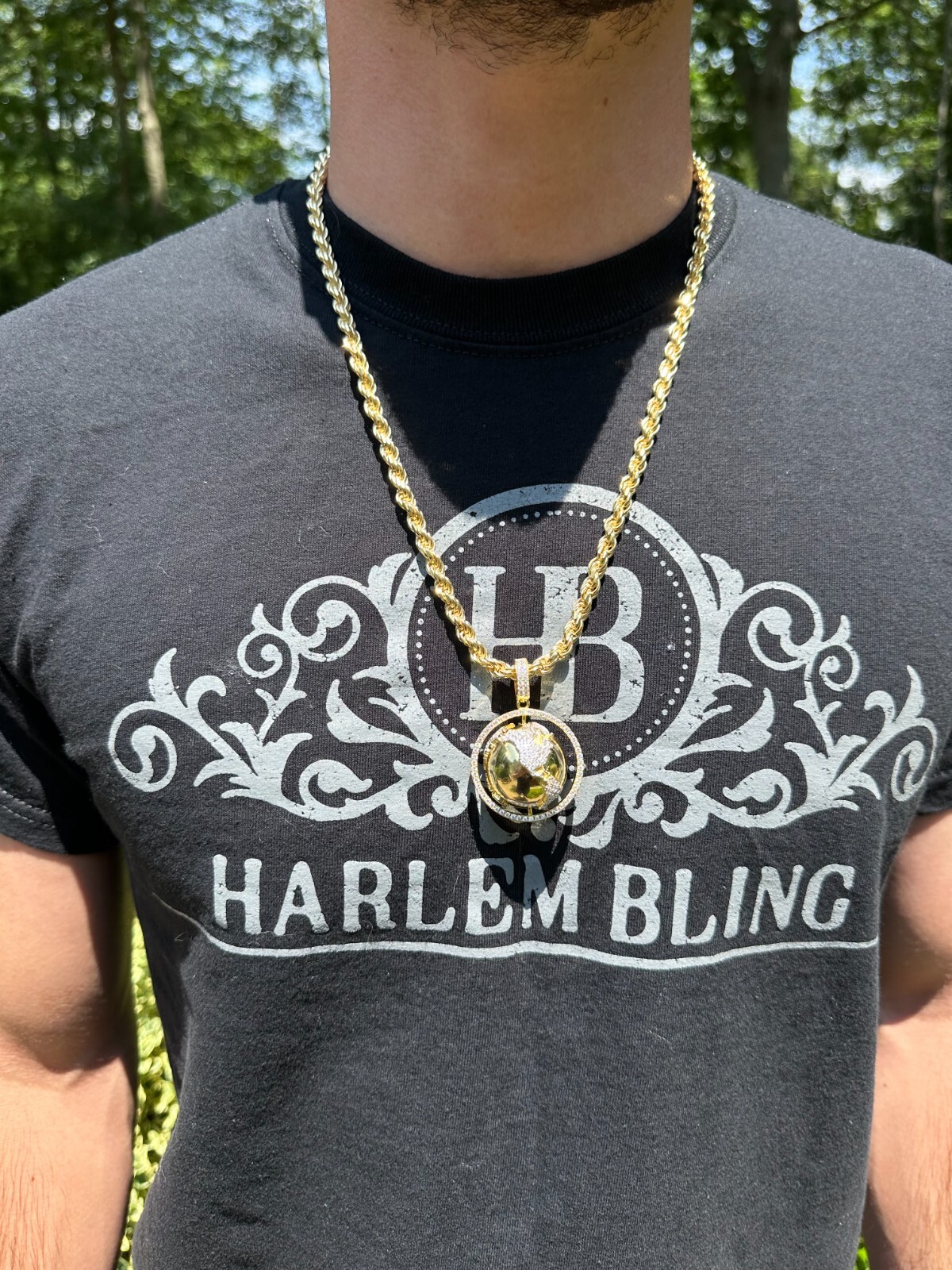 Pre-owned Scarface Moissanite Spinning Globe Real Hip Hop 925 Silver Iced Pendant Necklace 3d Out In White