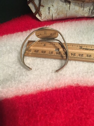 Vintage Silver Over Copper Aztec Tribal Cuff Bracelet 5.5” Fits 7” Wrist Mexico