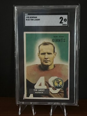 1955 Bowman #152 Tom Landry SGC 2 New York Giants Football Card