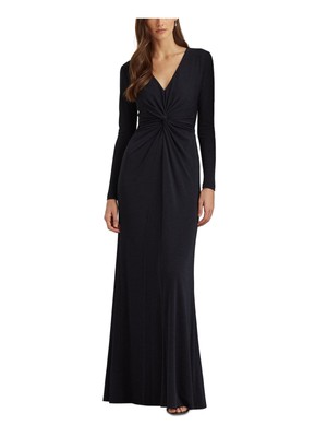 

LAUREN RALPH LAUREN Женское темно-синее трикотажное приталенное платье спереди на подкладке с перекручиванием, Navy