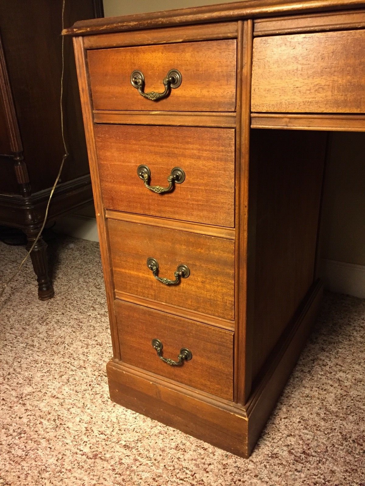 Vintage Traditional Mid-20th Century Hard Wood Office Desk