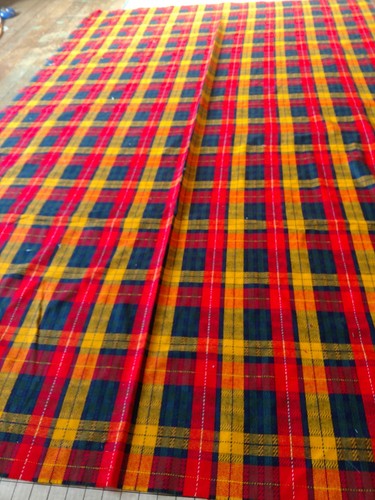 vintage plaid woven woolbend 2 1/4 yds X 56 70s  madris