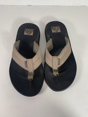 Man Reef The Layback Flip Flop Water Friendly Sandal Black/Tan/ Men s Size 8