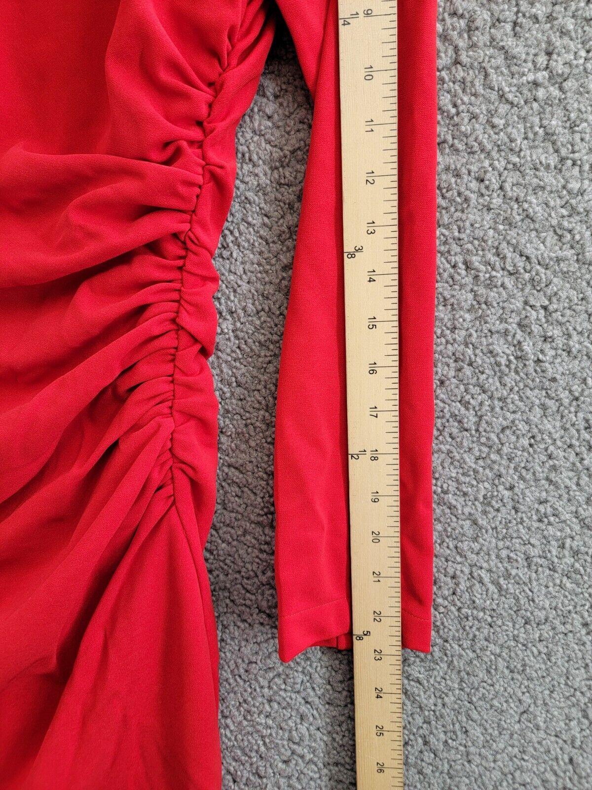 AQUA Draped Long Sleeve Mini Sheath Dress Women's L Red Solid Back Zip Closure - Picture 5 of 16