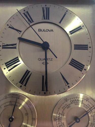 Vintage NOS Bulova Weather Quartz Mantel Clock Germany Battery One Jewel #3