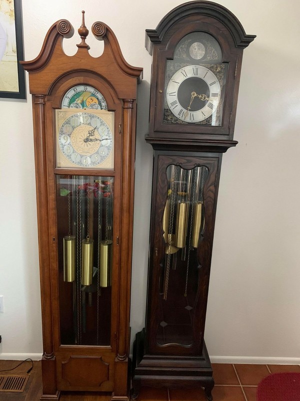 antique/vintage Seth Thomas and Colonial 5 tube grandfather clocks