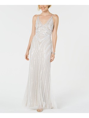 

ADRIANNA PAPELL Женское бежевое вечернее платье в полный рост на бретельках, Бежевый