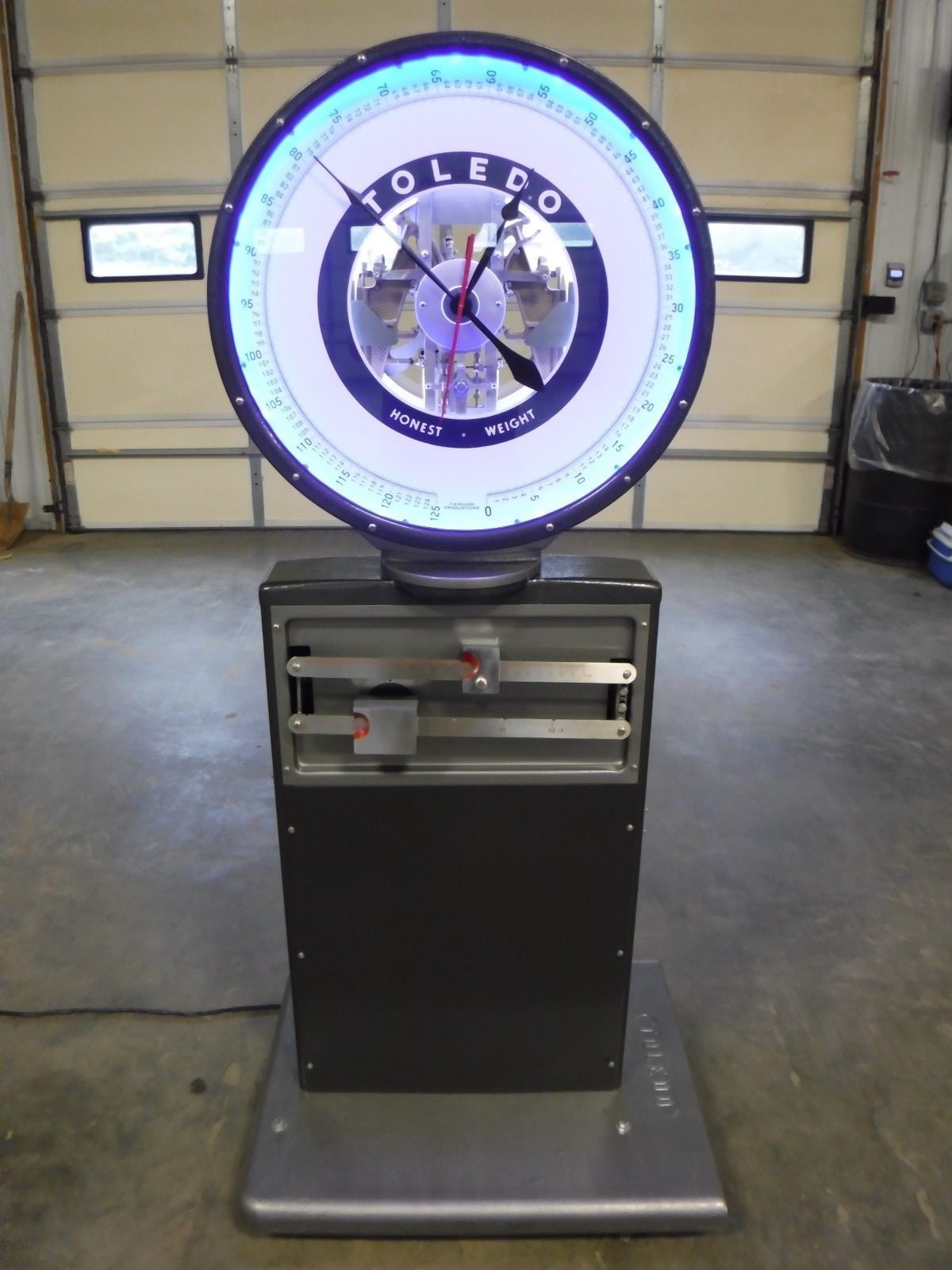 Vintage Double Side Toledo Scale Converted to Clock With Base and LED Backlights