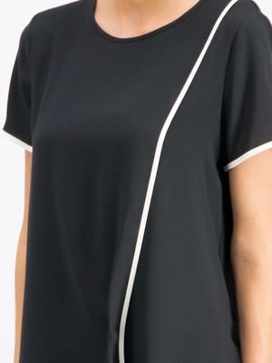 

DKNY Женская черная деловая блузка с короткими рукавами и круглым вырезом в стиле кроссовер, размер, Черный