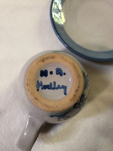 M A Hadley Pottery, Wife Lady Coffee Mug & Saucer Vintage Signed