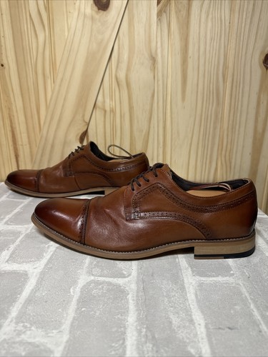 よっしーブラウン Stacy Adams Mens 12M Dickinson Cap Toe Brown Leather Lace