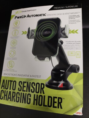 Bracketron PwrUp Qi Car Dash/Window/Vent Mount for iPhone 14/13/12/11, S22/S21