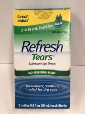 REFRESH Tears Lubricant Eye Drops, 0.5 oz Twin Pack EXP 08/2023
