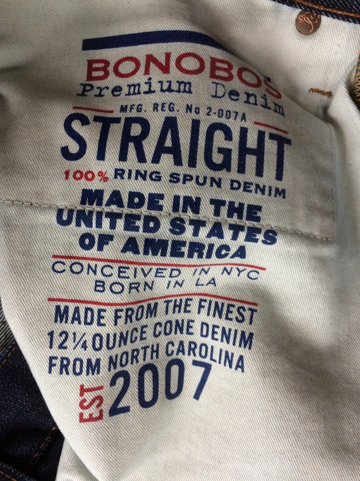 Men's Bonobos Blue Denim Jeans size 