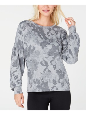 Женская серая футболка IDEOLOGY с пышными рукавами и круглым вырезом Active Wear T-Shirt XS