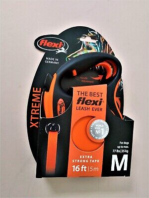 Flexi Extra Strong Tape Leash ORANGE 16ft M Dogs Up To 77 lb UPC: 840317109665