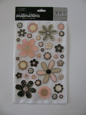 Creative Imaginations FLOWERS Art Warehouse Epoxy Stickers NIP