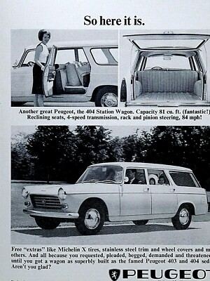 【週末セール】THE CAR　洋書 1964 PEUGEOT Vintage 404 Station Wagon with Original Print