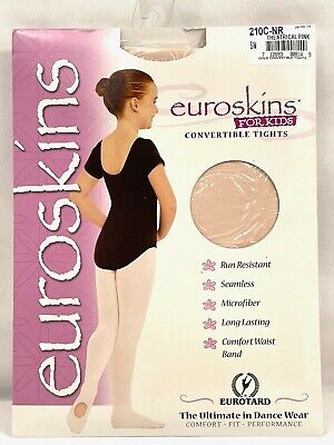 Euroskins Convertible Tights 210C-NR Theatrical Pink Eurotard Girls XS S/M L/XL