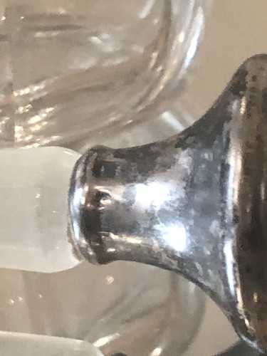 Antique English Sterling Silver & Glass Perfume Bottle With Dauber