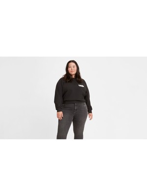 Женская черная толстовка LEVIS с логотипом в рубчик и круглым вырезом с длинным рукавом Plus 4X