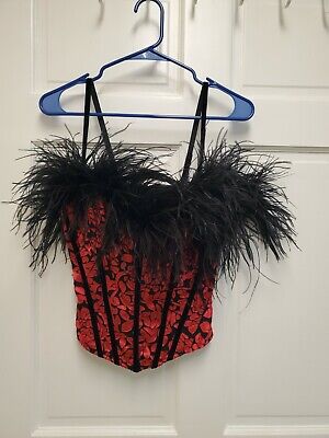 Fredericks of Hollywood Bustier / Size 36 / New / Ostrich Feathers Accent - SASS