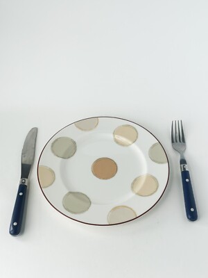 Noritake Ambience Mocha Java Brown Tan Circles Dots 7989 Bowl Dinner Salad Plate