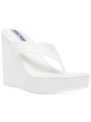

STEVE MADDEN Женские белые 1-дюймовые босоножки без шнуровки на танкетке с изысканным носком на платформе, Белый, REFI02S1
