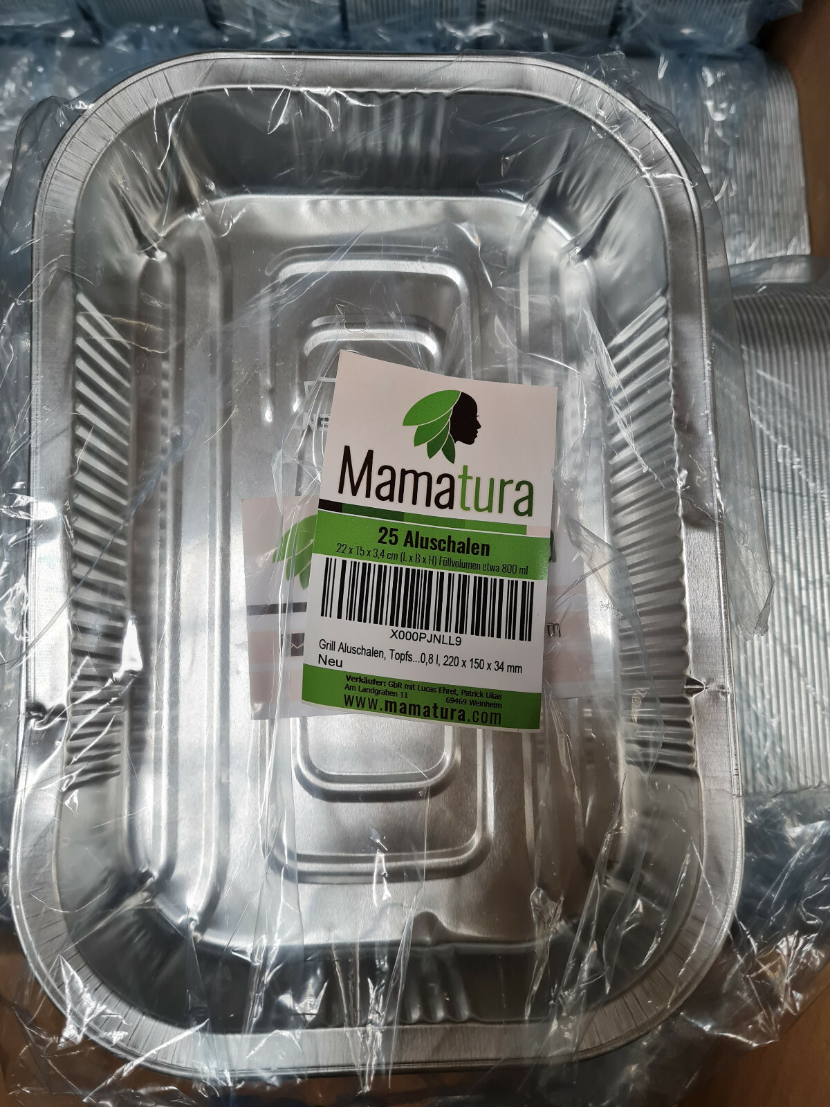 25 Stück Aluschalen Mamatura passend für Weber, Alu-Tropfschalen, Grillschalen
